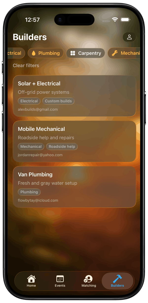 Builders help screen